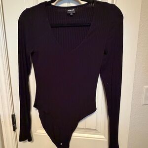 Mono B Deep Black V-Neck Bodysuit